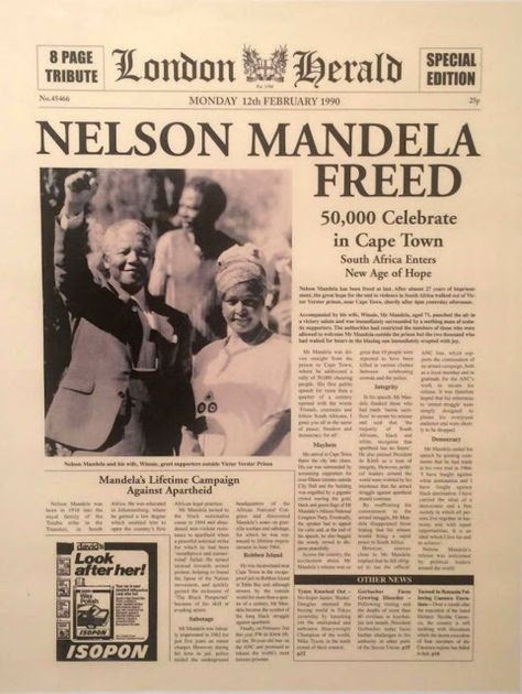 vintage everyday: 28 Newspaper Headlines From the Past That Document History’s Most Important Moments New York Times Newspaper, Newspaper Poster, Times Newspaper, Newspaper Headlines, Vintage Everyday, Poster Series, Paper Vintage, Old Newspaper, Nelson Mandela