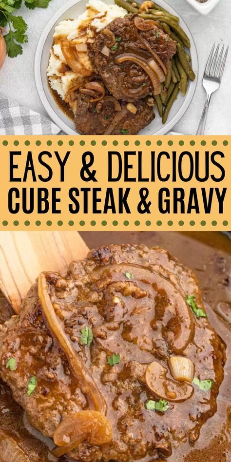 Grilled Cube Steak, Cubed Steak Recipes Easy, Steak And Gravy Recipe, Cube Steak Crock Pot Recipes, Beef Cube Steak Recipes, Steak On Stove, Beef Cubed Steak, Steak And Gravy, Cube Steak And Gravy