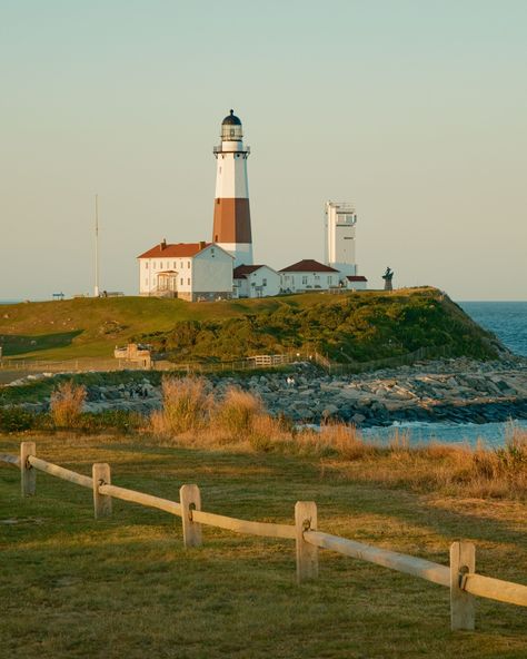 View of cliffs and Montauk Point Lighthouse, in Montauk, The Hamptons, New York Montauk Long Island, Montauk Lighthouse, Montauk New York, Hamptons New York, Rail Transport, Hotel Motel, White Car, Posters Framed, Image House