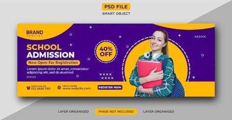 College Banners, Facebook Cover Photo Design, College Banner, Banner School, Cover Photo Design, Education Banner, Kids Web, Horizontal Design, Brochure Design Layout