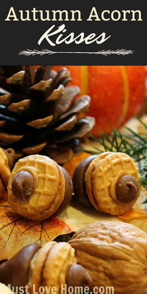 Acorn Kisses, Acorn Treats, Senior Crafts, Desserts Ideas, Easy Treat, Best Party Food, Food Time, Peanut Butter And Chocolate, Nut Recipes