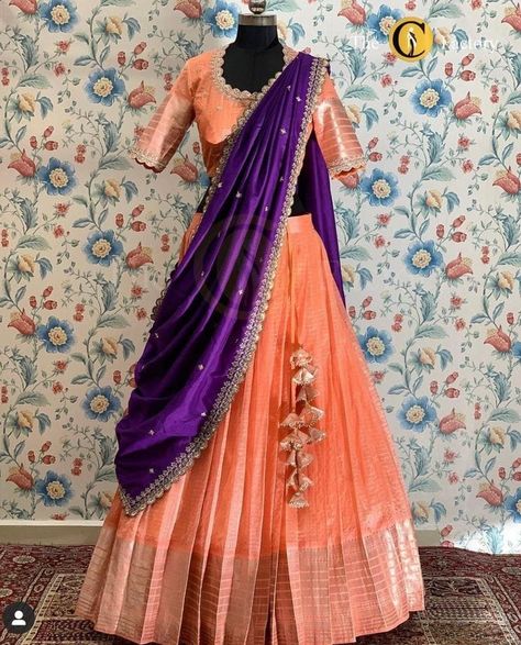 Purple Lehenga, Lehenga Saree Design, Simple Lehenga, Half Saree Lehenga, Long Gown Design, Wedding Lehenga Designs, Lehenga Designs Simple, Anarkali Dress Pattern, Half Saree Designs