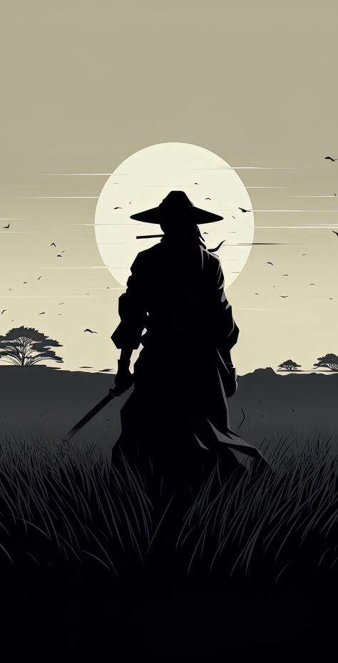 Dark Theme Wallpaper Iphone, Ninja Background, Samurai Pose, 9:16 Wallpaper, Samurai Drawing, Samurai Warrior Tattoo, Bridge Wallpaper, Japanese Art Samurai, Simplistic Wallpaper