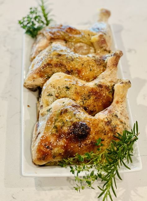 Roasted Chicken Quarters, Thyme Butter, Roasting Chicken, Rosemary Roasted Chicken, Maple Chicken, Rosemary Syrup, Chicken Quarters, Rosemary And Thyme, Rosemary Garlic