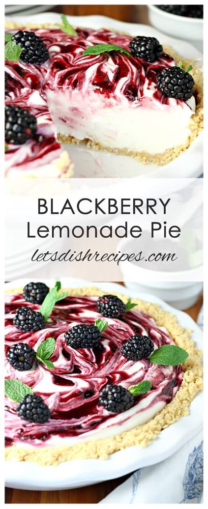 Lemonade Pie Recipe, Cookie Crumb Crust, Blackberry Preserves, Cream Cheese Whipped Cream, Blackberry Lemonade, Lemonade Pie, Crumb Crust, Dessert Board, Blackberry Recipes