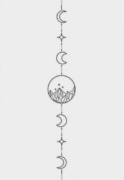 Moon Phases Tattoo Acotar, Feyre Moon Phase Tattoo, Spine Tattoos Acotar, Moon Phase Spine Tattoos For Women, Celestial Spine Tattoos For Women, Acotar Tattoo Ideas Feyre, A Court Of Thorns And Roses Tattoo Ideas, Moon Spine Tattoos For Women, Acotar Symbols