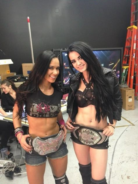 AJ Lee and Paige  - WWE Wwe Women's Division, Nxt Divas, Paige Wwe, Wrestling Gear, Aj Lee, Wwe Tna, Wwe Female Wrestlers, Wwe World, Shawn Michaels