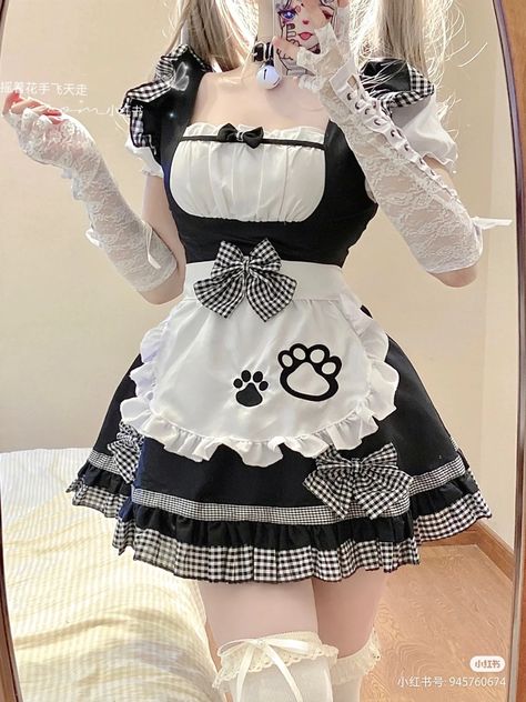 Hot Maid Dress Outfit, Maid Inspired Outfit, Maid Femboy Outfits, Maid Dress Aesthetic, Kawaii Maid Outfit, Cat Maid Outfit, Cute Maid Outfit, French Maid Outfit, Maid Outfit Cosplay