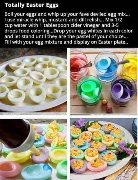 Easter Ideas Food Appetizers Snacks, Easter Sunday Meals, Colored Deviled Eggs Recipe, Colored Deviled Eggs, Baby Shower Food Ideas, Shower Food Ideas, Easter Deviled Eggs, Easter Party Food, Easter Plates