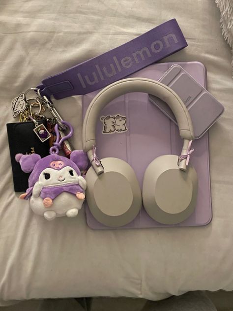 Purple Stuff Aesthetic, Girly Purple Aesthetic, Purple Vision Board Pictures, Ipad And Headphones Aesthetic, Sony Wh-1000xm5 Aesthetic, Purple Aesthetic Accessories, Ipad Purple Aesthetic, Purple Lifestyle Aesthetic, Sony Headphones Aesthetic Xm5