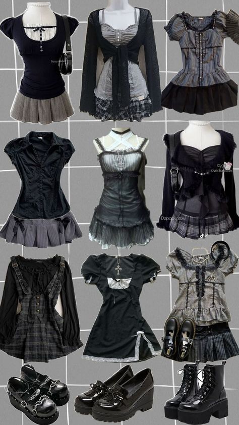 Types Of Goth Fashion, Different Styles List, Elegant Aesthetic Clothes, Emo Coquette Outfits, Cute Dark Outfits Aesthetic, Himekaji Outfits Dark, R&b Outfit, Dark Fairycore Aesthetic Outfits, Dark Coquette Dress