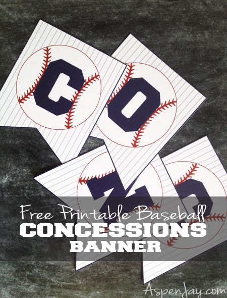 Free Baseball Concessions Banner - Aspen Jay Baseball Concessions, Concessions Banner, Printable Baseball, Baseball Theme Birthday, Baseball Baby Shower Theme, Sports Baby Shower Theme, Baseball Banner, Baseball Theme Party, Baseball Birthday Party