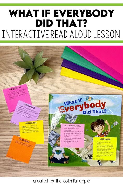 What If Everyone Did That Activity, What If Everybody Did That Activity, Reading Engagement Strategies, Sensory Language, Third Grade Ela, Teaching Responsibility, Interactive Read Aloud Lessons, Read Aloud Activities, Interactive Read Aloud