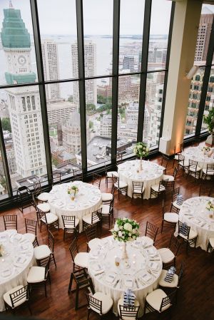 With pretty flowers, invitations designed by the graphic designer Bride and Boston Common Band to keep everyone on the dance floor all night, this couple pulled off their vision and made sure all the ... Cityscape Wedding, Wedding Reception Entertainment, Convention Hall, State Room, Massachusetts Wedding, Tables And Chairs, Urban Wedding, Vintage Nautical, Wedding Boston