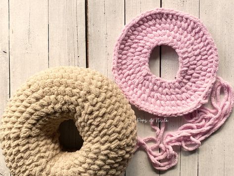 Crochet Donut Pillow Pattern — Pops de Milk - Fun and Nerdy Crochet Patterns Crochet Donut Pillow, Nerdy Crochet Patterns, Piercing Pillow, Crochet Donut, Nerdy Crochet, Doughnut Pillow, Bernat Super Value Yarn, Donut Pillow, Finger Crochet