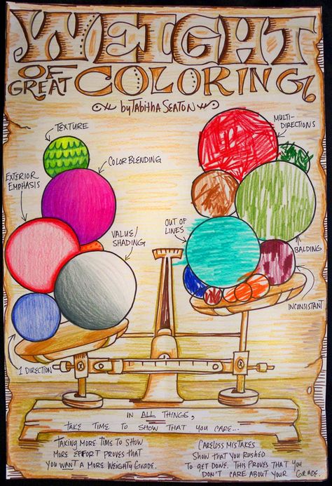 weight of great coloring by tabitha seaton Art Room Posters, Classe D'art, Art Handouts, Art Worksheets, Principles Of Art, Art Curriculum, Homeschool Art, Tableau Art, High School Art