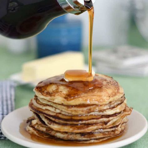 Sweet Cream Pancakes, Sweet Cream Pancakes Recipe, Heavy Cream Recipes, Overnight Sourdough, Sour Cream Banana Bread, Cream Pancakes, Freeze Pancakes, Pancake Calories, Sourdough Pancakes