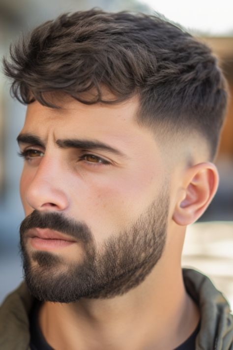 Hairstyles For Men Fade Style, Suit Hairstyles Men, Low Fade French Crop Hair Men, Hair Style For Men’s, Double Crown Haircut Men, Mid Fade With Beard, French Crop With Beard, Mens French Crop Haircut, Faded Hairstyles For Men