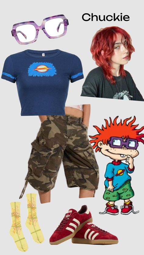 #chuckie #rugrats #redheadcostume #outfitinspo #solocostume #2000skid Chuckie Rugrats Costume, Chucky Rugrats, Rugrats Costume, Chuckie Rugrats, Redhead Costume, Rugrats Characters, Chucky Costume, Clothing Templates, Solo Costume