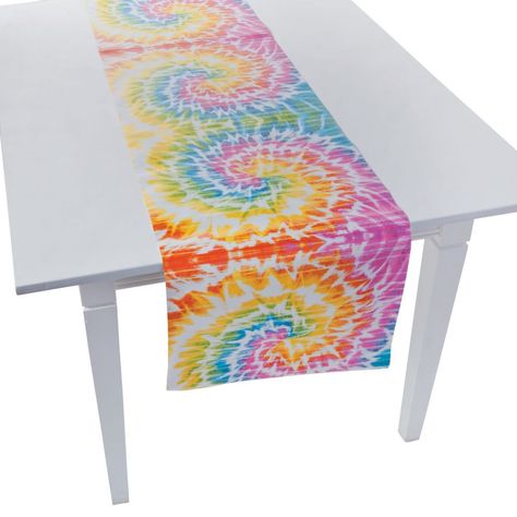 Dress up your party table in some groovy gear with this handy Beach Bum Table Runner. Featuring a fun tie dye print, this bright table runner will add a laidback look to your beach party while tying your theme together perfectly. Paper. 90" x 17" © OTC Tie Dye Birthday Party, 70s Party Theme, 60s Theme, Tie Dye Decorations, Bright Table, Tie Dye Birthday, 60s Party, Paper Table Runner, Hanging Paper Lanterns