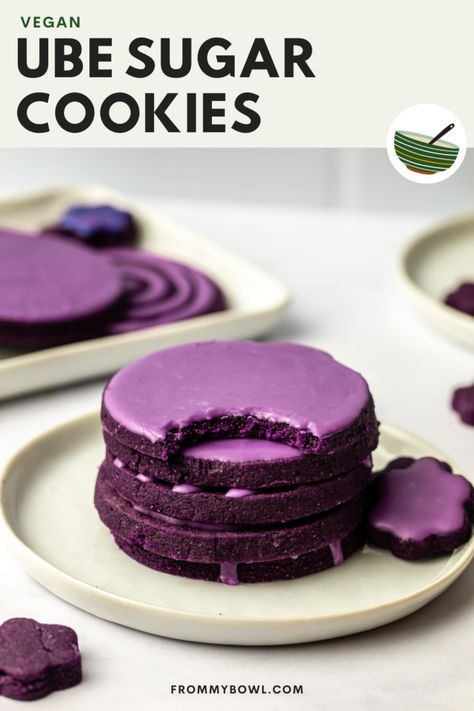 Ube Sugar Cookies - From My Bowl Ube Extract Recipe, Ube Dessert Recipe, Ube Extract, Ensaymada Recipe, Earth Balance Butter, Filipino Dessert Recipes, Ube Recipes, Filipino Cuisine, Filipino Desserts