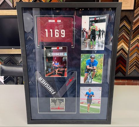 Ironman Shadow Box Ideas, Ironman Triathlon, Medal Display, Picture Framing, Frame Art, Box Ideas, Denver Colorado, Arcade Games, Shadow Box