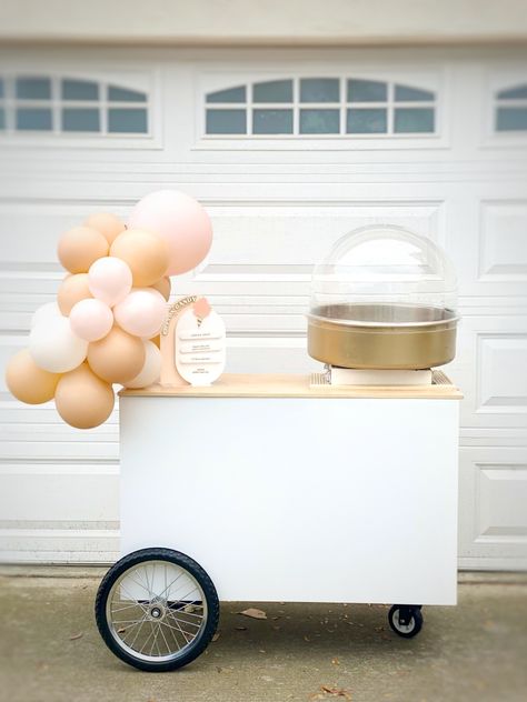 Fancy Cotton Candy, Diy Cotton Candy Cart, Cotton Candy Cart Ideas, Cotton Candy Display, Cotton Candy Station, Cotton Candy Business, Cotton Candy Bar, Cotton Candy Stand, Snack Carts