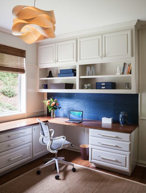 Home Office Blue, Ikea Home Office, Cheap Office Furniture, Home Office Closet, Office Blue, Study Corner, Office Remodel, Small Home Offices, Cabinet Ideas