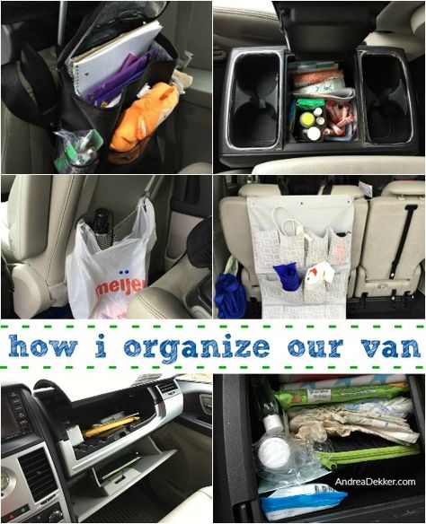 How I Organize Our Van - Andrea Dekker Honda Odyssey Organization, Minivan Organization, Minivan Mom, Car Organization Kids, Road Trip Organization, Town And Country Van, Odyssey Van, Mom Mobile, Van Organization