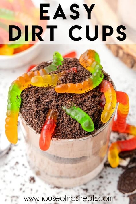 Dirt cups are a fun, easy dessert that is perfect for any occasion! This recipe is simple to follow and can be made with just 5 ingredients. These cups are great for parties or simply as a sweet treat for yourself! | dirt cups for kids recipe | dirt cups recipe with gummy worms | mud dessert recipe dirt cups kids | dirt cups recipe easy | dirt cups recipe kids | easy dirt cups recipe for kids | easy dirt cups with gummy worms | gummy worms in dirt pudding cups | oreo dirt cups with gummy worms Mud Dessert Recipe, Easy Dirt Cups, Dirt Cups For Kids, Mud Dessert, Oreo Dirt Cups, Dirt Cups Dessert, Dirt Cups Recipe, Cup Desserts, Dirt Dessert