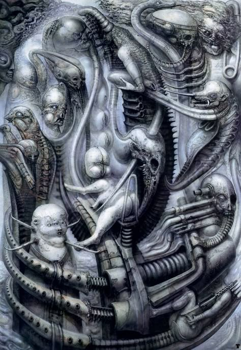 NATIONAL PARK painting by H.R. Giger. Available as a fine art poster. Hr Geiger, Hr Giger Alien, H R Giger Art, H R Giger Alien, Biomech Tattoo, Hr Giger Art, Giger Alien, Giger Art, H.r. Giger