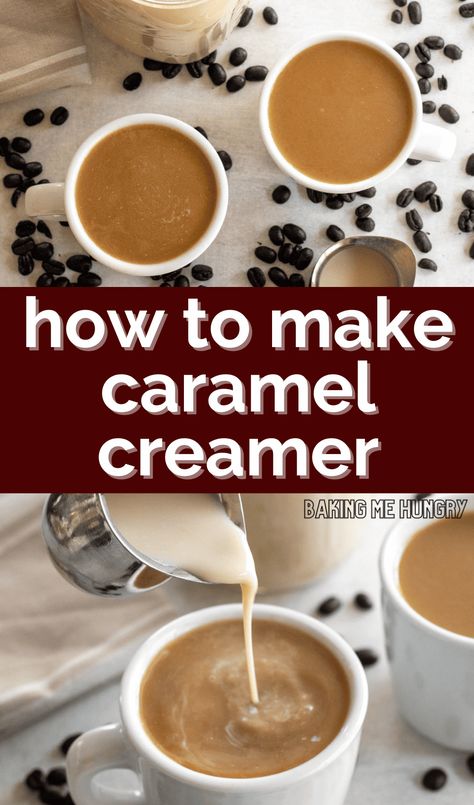 Indulge in homemade caramel coffee creamer with our easy recipe! Sweet, creamy, and perfect for your morning brew. Try it now! Salted Caramel Coffee Creamer Recipe, Caramel Macchiato Coffee Creamer Recipe, Homemade Chocolate Caramel Coffee Creamer, Homemade Maple Coffee Creamer, Carmel Coffee Creamer Recipe, Homemade Caramel Coffee Creamer, Caramel Coffee Creamer Recipe, Flavored Coffee Creamer Recipes, Sweet Cream Coffee Creamer