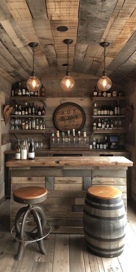 Rustic Bar Ideas For Home, Rustic Farmhouse Basement, Farmhouse Basement Bar Ideas, Farmhouse Basement Bar, Bar Ideas For Home Basement, Rustic Bar Ideas, Farmhouse Bar Ideas, Garage Bar Ideas, Farmhouse Basement