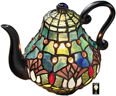 Teapot Table, Victorian Teapots, Teapot Lamp, Stained Glass Lamp, Authentic Art, Mini Table Lamps, Glass Teapot, Stained Glass Lamps, Stained Glass Crafts