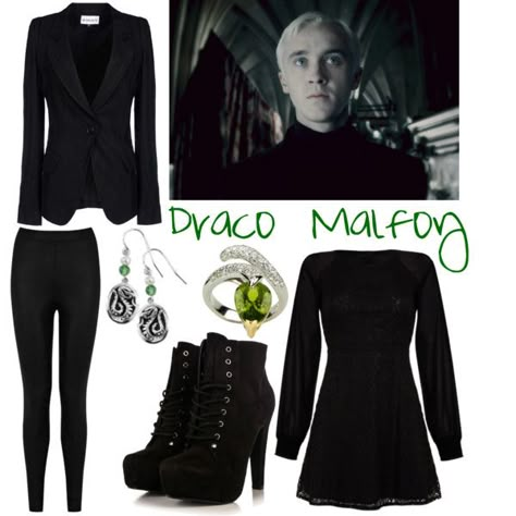 "Harry Potter: Draco Malfoy" by cristianoronaldostar on Polyvore Mcgonagall Costume, Harry Potter Kostüm, Harry Potter Draco, Professor Mcgonagall, Slytherin Clothes, Slytherin Outfit, Slytherin Fashion, Citate Harry Potter, Stile Harry Potter