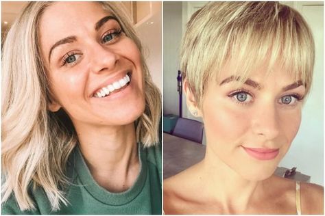 Brunette Pixie Cut, Short Blonde Pixie, Brunette Pixie, Long Hair Cut Short, Before And After Haircut, Dunner Wordend Haar, Crop Haircut, Longer Pixie Haircut, Crop Hair