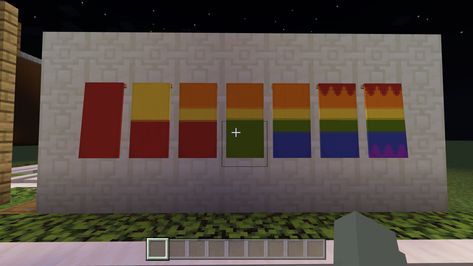 Rainbow Flag Minecraft Banner, Minecraft Pride Flag Banner, Minecraft Pride Banners Tutorial, Pride Flag Minecraft Banner Tutorial, Minecraft Pride Banners, Flag Minecraft, Minecraft Pride, Mc Banner, Minecraft Banner Patterns