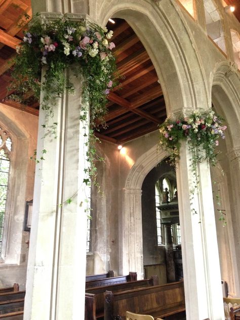 Pillars Interior Pillars, Pillar Decor, Wood Pillars, Pillar Decorations, Wedding Columns, Wedding Aisles, Wedding Pillars, Wedding Church Decor, Church Wedding Flowers