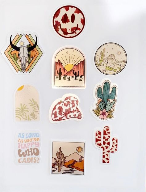 Western Water Bottle Stickers, Western Stickers Printable, Stickers Western, Desert Stickers, Western Stickers, Country Stickers, Boho Stickers, Cowgirl Life, Cactus Stickers