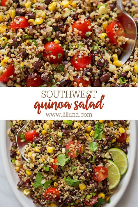 Southwest Quinoa Salad is bursting with freshness. It's got a ton of texture going on and a whole lot of flavor! #southwesternquinoasalad #quinoasalad #southwesternsalad #mexicansalad #salad Savory Potato Salad, Salad Cauliflower, Tuna And Avocado, Southwest Quinoa, Southwest Quinoa Salad, Southwestern Salad, Salad With Quinoa, Amazing Snacks, Toasted Quinoa