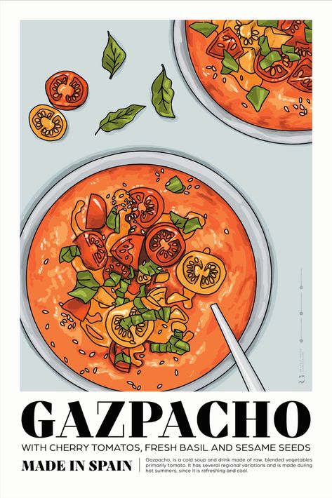 Gazpacho | Tomato Painting | Vegetable Painting | Gazpacho Poster | Gazpacho Print | Gazpacho Recipe Print | 12x18 Art Print | 18x24 Prints

Need a splash of color in your kitchen, dining, or restaurant? Need a fun unique gift for a Spanish food lover? This Gazpacho Art Print is exactly what you are looking for! Soup Poster, Tomato Painting, Kitchen Wall Prints, Vintage Food Posters, Gazpacho Recipe, Vegetable Painting, Spanish Posters, Restaurant Poster, Food Wall Art