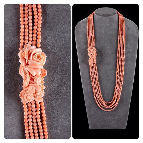 Coral Flower Jewellery, Coral Jewellery Design, Coral Beads Jewellery, Coral Pendants, Coral Necklaces, Coral Jewellery, Gold Pendent, Coral Rose, Beads Mala