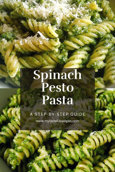 Get your greens with this Spinach Pesto Pasta! The creamy pesto sauce made with spinach makes this dish both delicious and healthy, perfect for any day of the week. Green Pasta Sauce, Spinach Pesto Pasta, Pesto Sauce For Pasta, Pesto Pasta Recipe, Pesto Spinach, Creamy Pesto Sauce, Spinach Pesto, Green Pasta, Fresh Olives