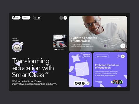 Learning Website Design, Elearning Design, Smart Class, Card Ui, Creative Web Design, School Website, Website Design Layout, App Design Inspiration, Minimal Web Design