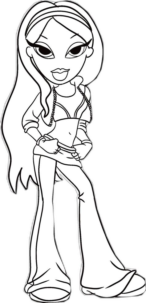 Coloring Pages Brats, Bratz Body Drawing, Brats Coloring Page, Bratz Doll Coloring Pages, Bratz Doll Drawing Easy, Y2k Coloring Pages People, 2000s Coloring Pages, Cute Girly Drawings, Coloring Pages Bratz