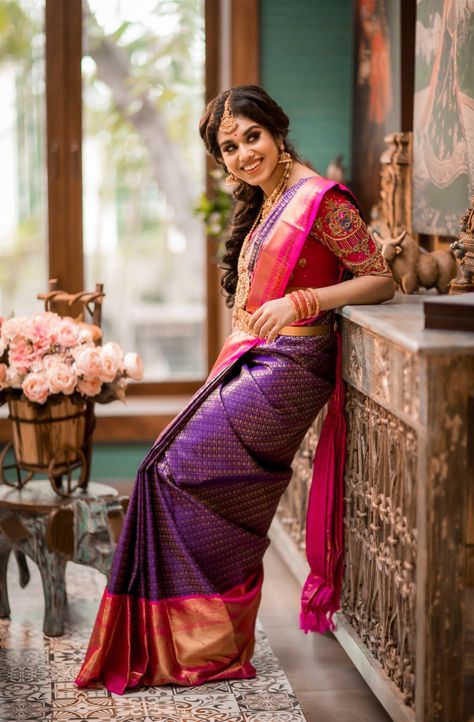 Meenakshi Govindharajan in bridal saree photos - South Indian Actress Wedding Saree Photoshoot, Kerala Bride, Saree Photos, Green Lehenga, Celebrity Photographers, Plain Saree, Saree Photoshoot, Ethnic Sarees, Red Saree