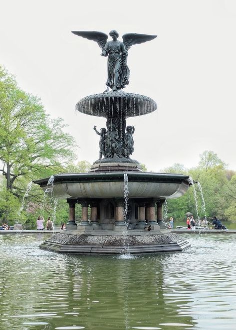 Bethesda Fountain Central Park NYC King Haidar, Central Park Fountain, Wishing Fountain, Big Fountain, Central Park Summer, Bethesda Fountain Central Park, Feather Magic, Fountain Plaza, Pokémon Xyz