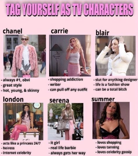 i’m all of them. Estilo Blair Waldorf, Chanel Oberlin, Tag Yourself, Girly Movies, What To Do When Bored, Chick Flicks, Pretty When You Cry, Scream Queens, Pink Girly Things