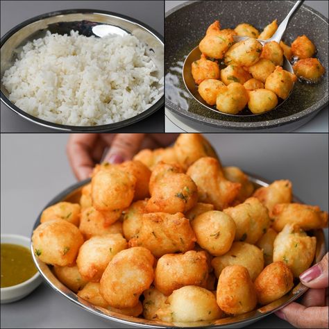 I Combined Leftover Rice With Dahi & Make This Delicious Snacks Recipe | Easy Rice Ball Recipe | rice, snack, recipe | I Combined Leftover Rice With Dahi & Make This Delicious Snacks Recipe | Easy Rice Ball Recipe | By N'Oven - Non Veg Reuse Rice Recipe, Rice Came Snacks Diy, Leftover Rice Recipes Vegetarian, Leftover Basmati Rice, Rice Dessert Recipes, Leftover Rice Dosa, Leftover Rice Recipes, Rice Snacks, Rice Desserts