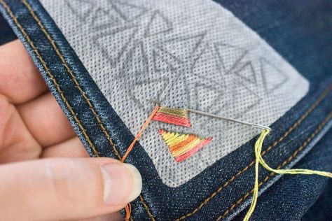 A Guide for Hand Embroidery on Denim Denim Embroidery, Sew Ins, 자수 디자인, Hand Embroidery Stitches, Hand Embroidery Patterns, Embroidery Inspiration, Embroidery Tutorials, Ribbon Embroidery, Embroidery Techniques